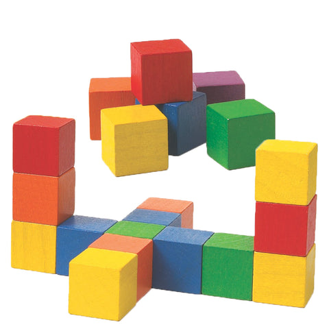 Wooden Cubes Colour 25mm 102pc pbag