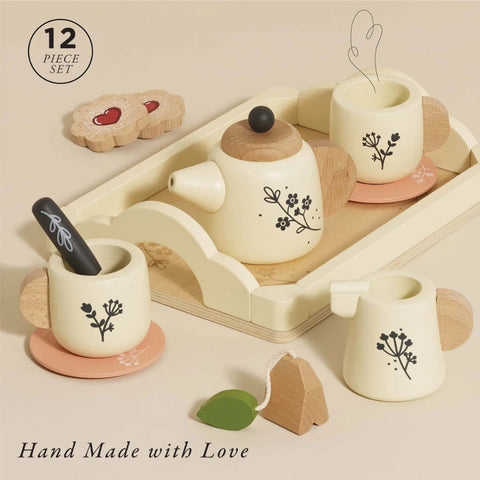 Wooden Tea Set & Tray 12pc