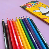 Jumbo Wooden Hexagonal Colour Pencils 12pc with Sharpener, 12 Colours