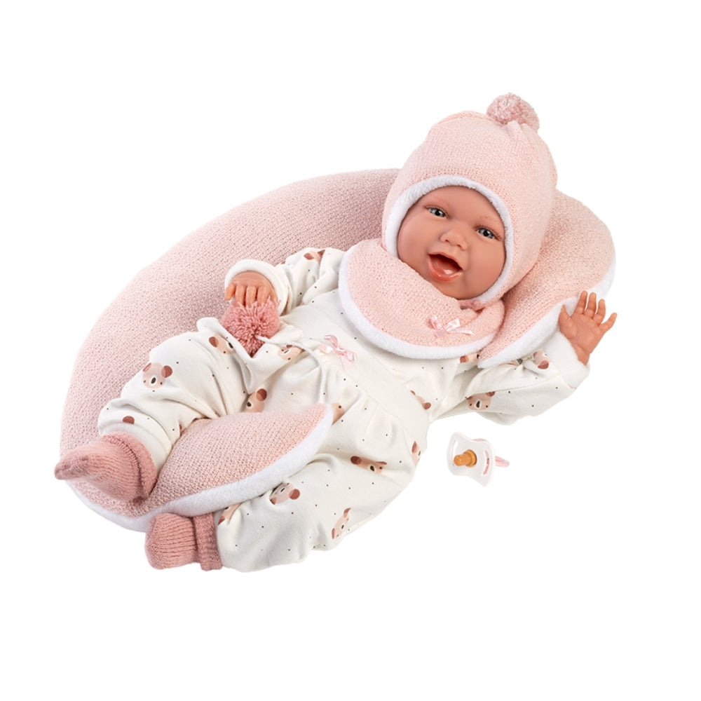 Llorens - Baby Girl Doll with Clothing & Pink Cushion: Mimi 42cm