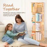 Rotating Wooden Bookshelf 4-Tier