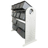 Plastic Storage Rack 12 Bin Grey