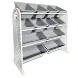 Plastic Storage Rack 12 Bin Grey