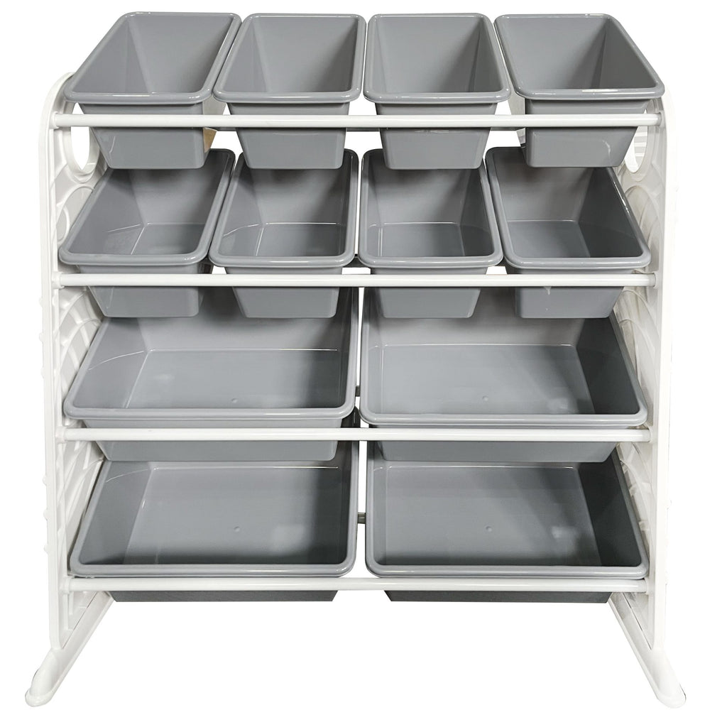 Plastic Storage Rack 12 Bin Grey