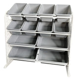 Plastic Storage Rack 12 Bin Grey