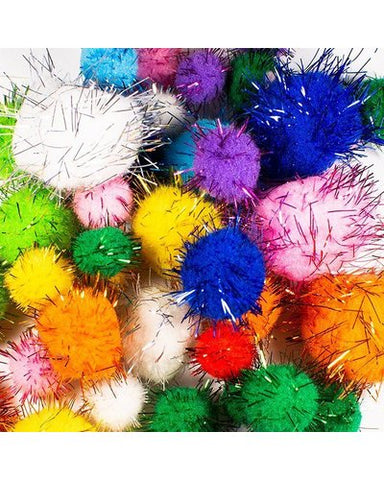 PomPoms Jumbo Pack - Glitter 100pc Assorted