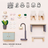 Wooden Dolls House Dining Room 18pc