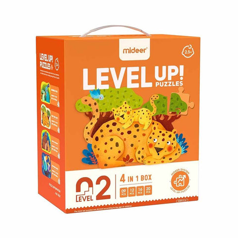 4-in-1 Level Up Puzzles: Level 2 Mom & Baby Animals