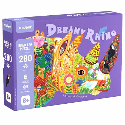 Dreamy Rhino Irregular Puzzle 280pc