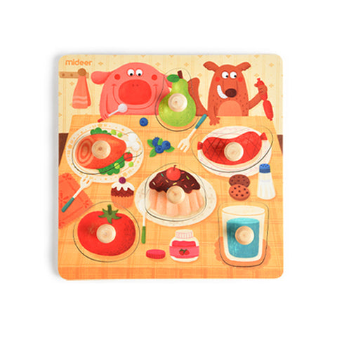 Wooden Peg Puzzle: Dinner Time