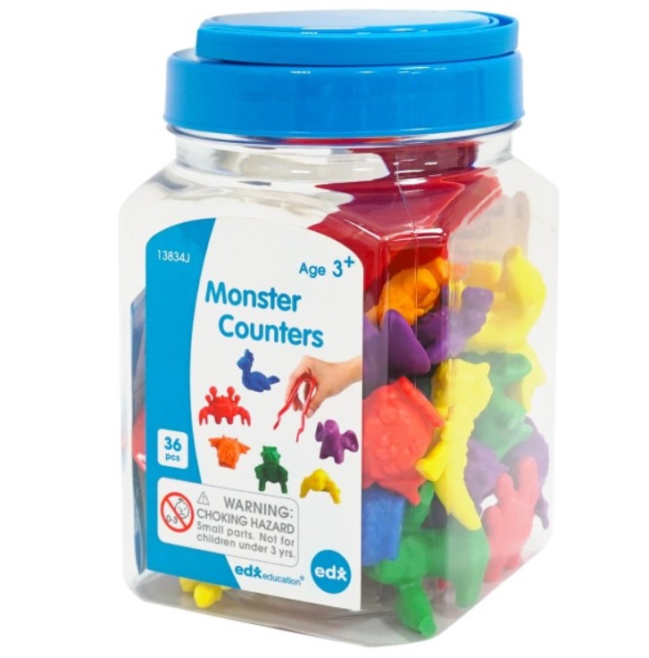 Monster Counters 36pc Jar with Tweezer & Activity Guide