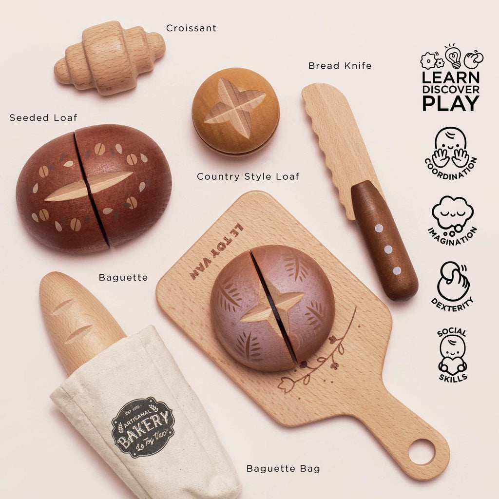 Wooden Artisan Bread Set 12pc
