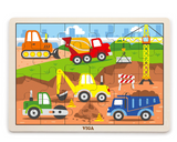 Framed Wooden Puzzle: Construction Vehicles 24pc