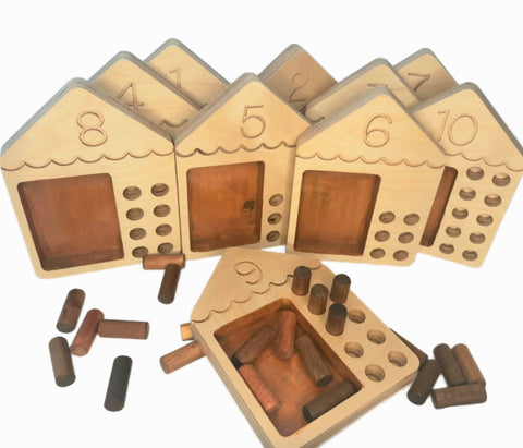 Wooden Counting & Sorting Tray Set 65pc
