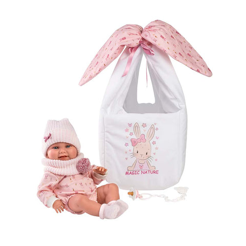 Llorens - Baby Girl Doll With Clothing & Accessories: Nica With Newborn Baby Carrier 40cm