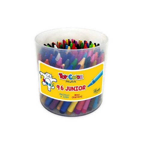 Junior Wax Crayons: 96 Pack Jar, 24 Colours, 8mm