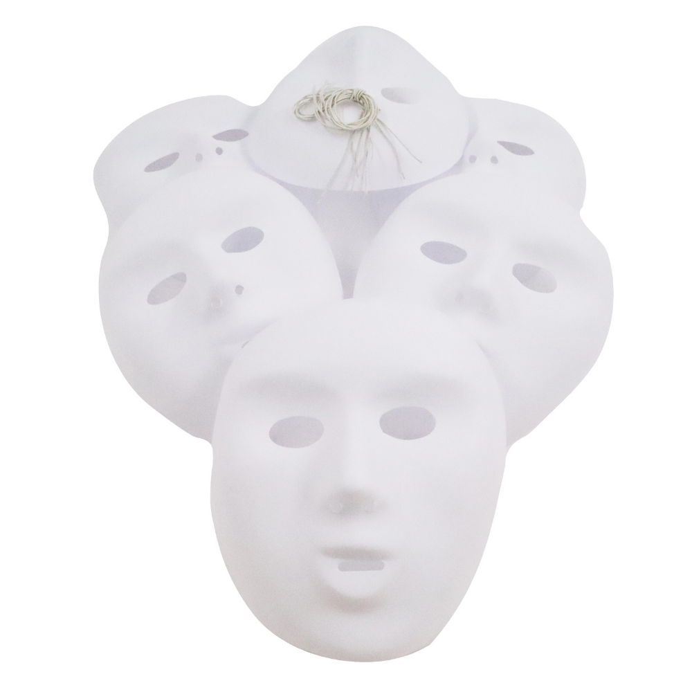 White Flocked Face Masks 6pc