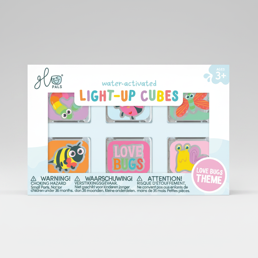 Glo Pals: Water Activated Light-Up Cubes - Love Bugs 6pc