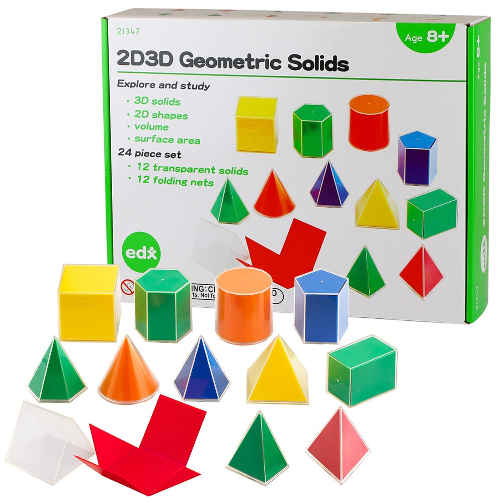 Folding 2D/3D Geometric Solids 8cm 12 shapes, 24pc