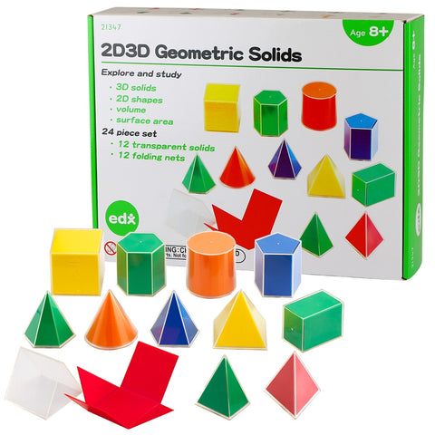 Folding 2D/3D Geometric Solids 8cm 12 shapes, 24pc