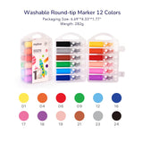 Washable Round-tip Marker: 12 Colours