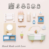 Wooden Dolls House Bathroom 19pc