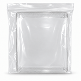 Clear item and packaging with both stickers removed