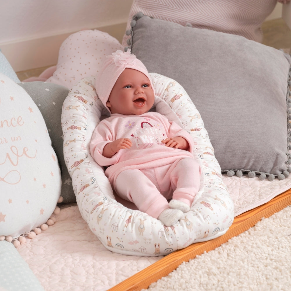 Llorens - Baby Girl with Laughing Mechanism, Clothing & Cushion: Mimi 42cm