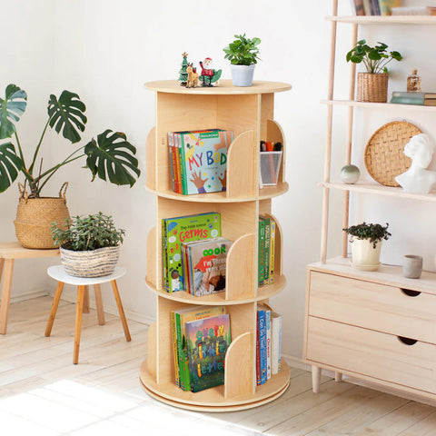 Rotating Wooden Bookshelf