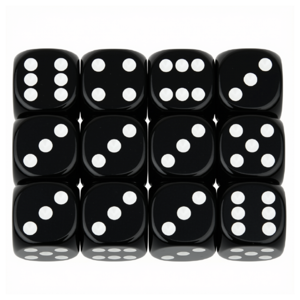 Dice Black 2cm 12pc