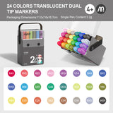 Translucent Dual Tip Markers: 24 Colours