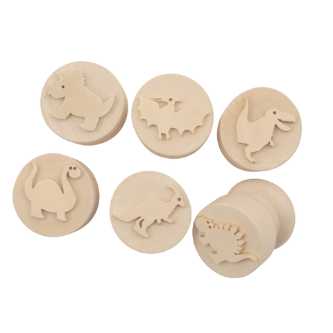 Wooden Dinosaur Dough Stampers 6pc