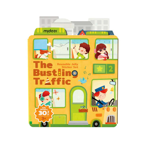 Reusable Jelly Sticker Set: The Bustling Traffic