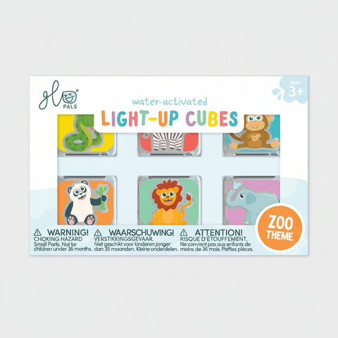 Glo Pals: Water Activated Light-Up Cubes - Zoo 6pc
