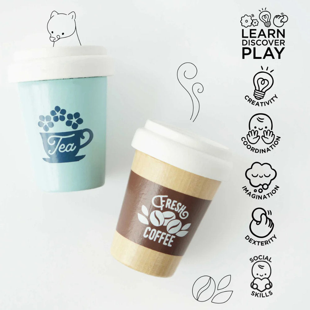 Wooden Tea & Coffee Cups 2pc