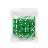 Green dice bag with sticker removed