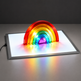 Illuminated A2 light panel with translucent rainbow arches