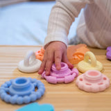 Rainbow Stacker Silicone Teether & Toy: Pastel