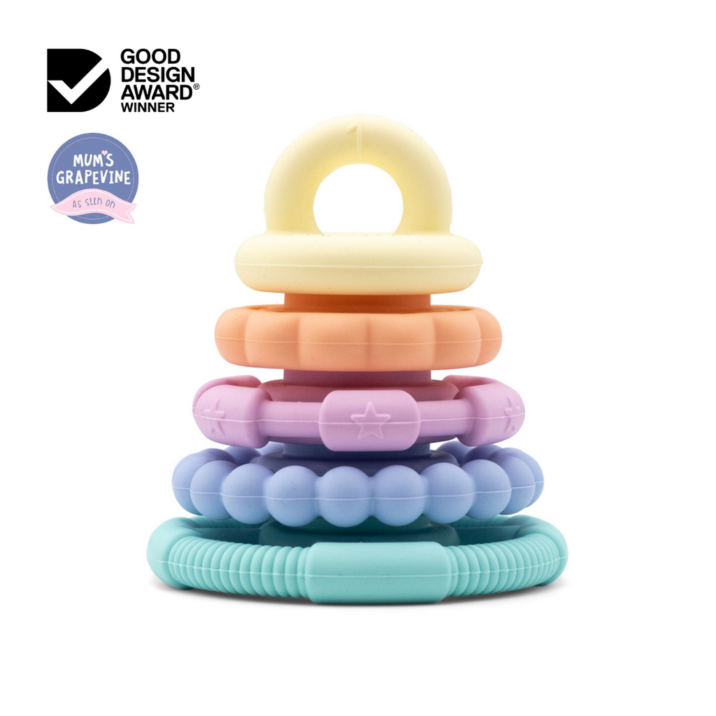 Rainbow Stacker Silicone Teether & Toy: Pastel