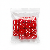 Red dice bag with sticker removed