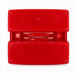 Red item with both white stickers removed