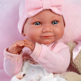 Llorens - Baby Girl Doll with Pink Cushion & Teddy Bear: Nica 40cm
