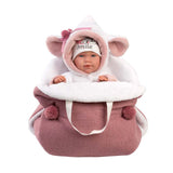 Llorens - Baby Girl Doll With Clothing, Accessories & Crying Mechanism: Mimi with Carrycot 42cm