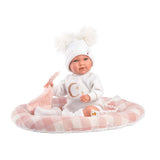 Llorens - Baby Girl Doll With Clothing, Accessories & Crying Mechanism with Bed Cushion: Mimi 42cm