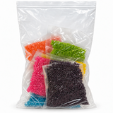Transparent bag with front labels removed