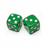 Two dice edited to solid green with white dots