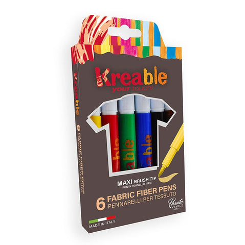 Fabric Fibre Pens: 6 Colours - Demo Stock