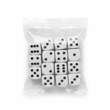 White dice bag with sticker removed