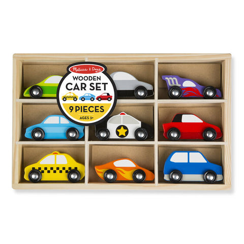 Wooden Car Set: 9 Pieces