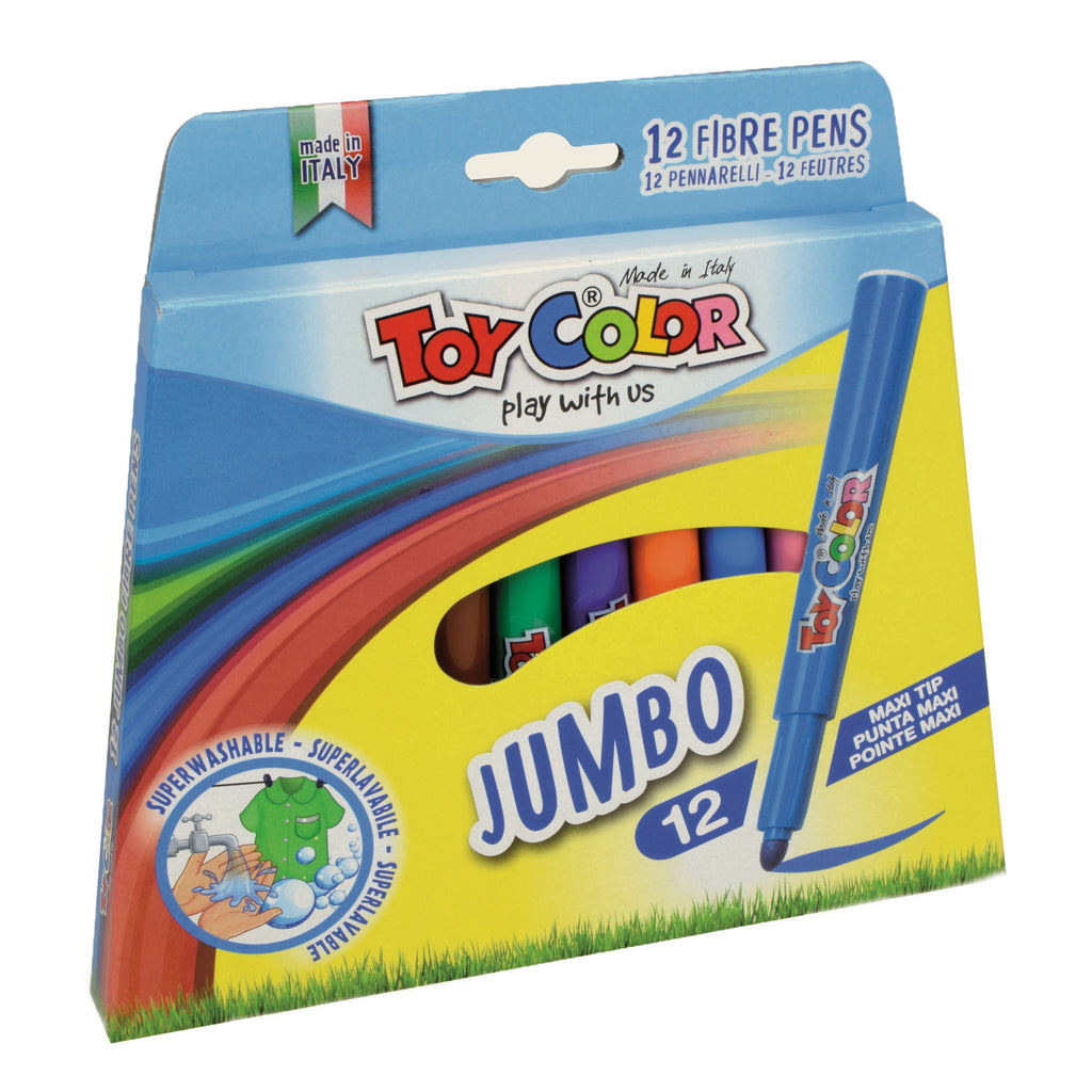 JUMBO Fibre Pens Maxi Tip 12 Colours